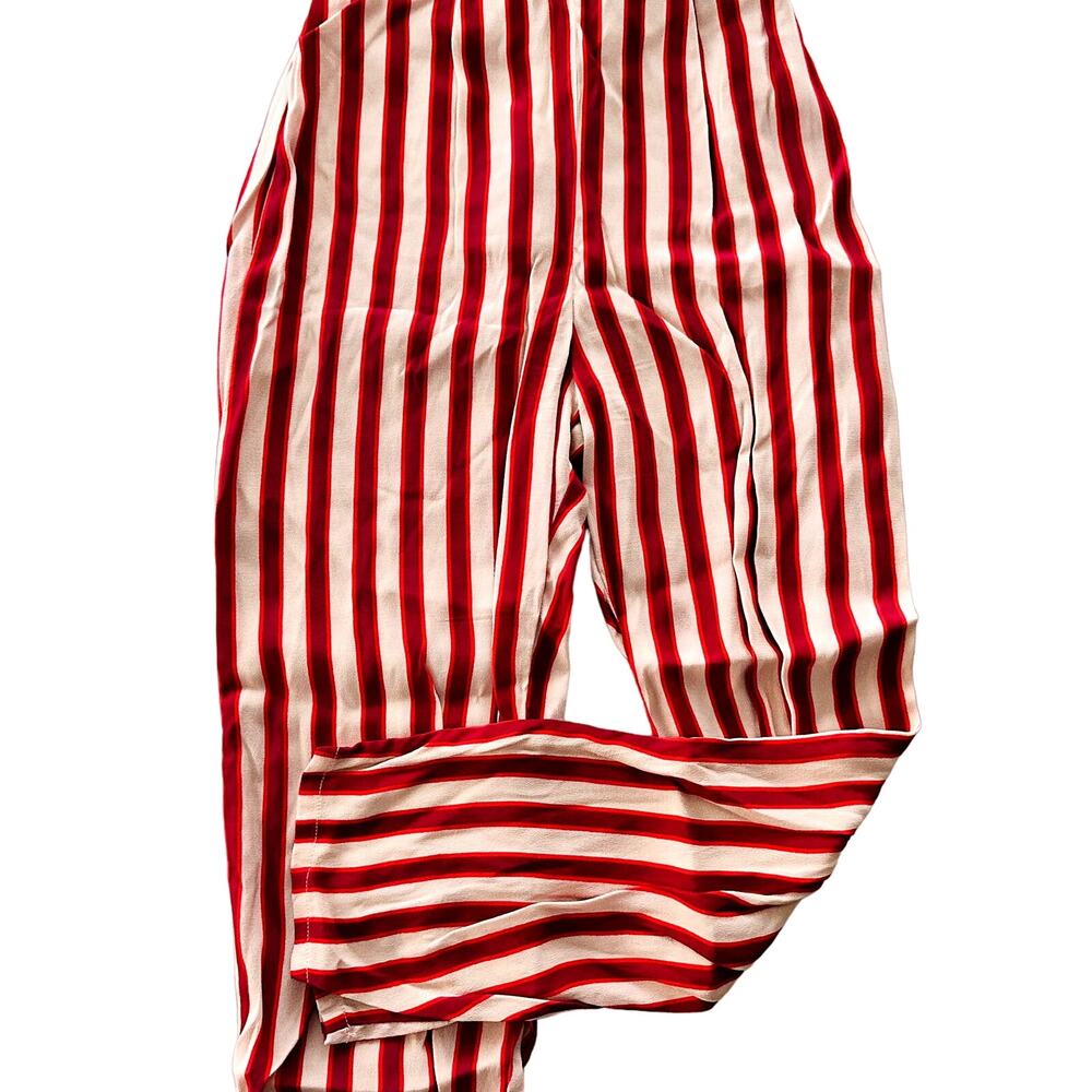 Flynn Skye Jumper One Piece Size Small Red Cream Stripe 7/8 Leg Tie Back - Picture 4 of 5